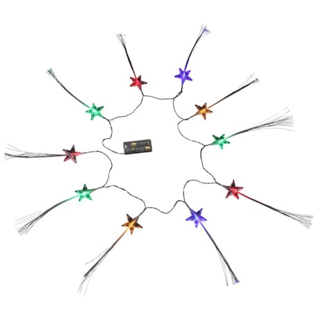 Guirlande Lumineuse LED Étoiles Fibre Optique 10 LED Multicolores