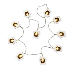 Guirlande Lumineuse LED Maison en Bois 8 LED Blanc Chaud