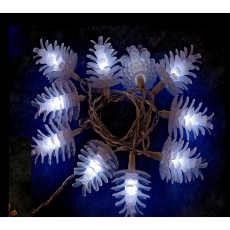 Guirlande pomme de pin lumineuse 10 Led blanc