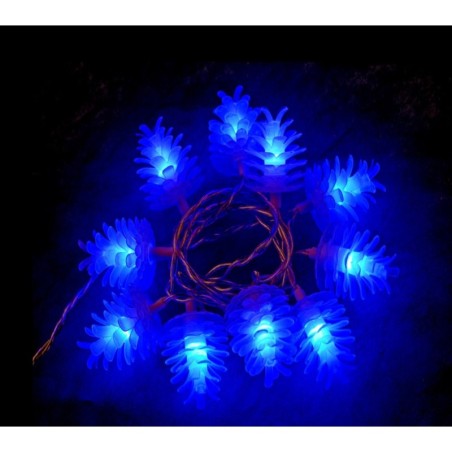 Guirlande pomme de pin lumineuse 10 Led bleue