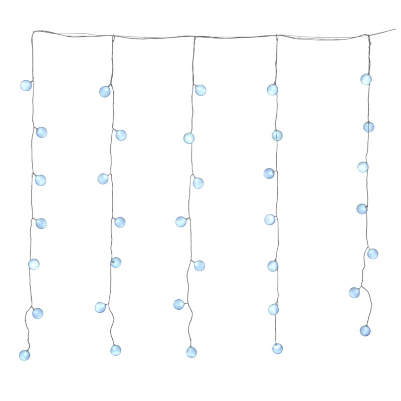 Rideau de Boules Lumineuses 35 LED Blanc Fixe