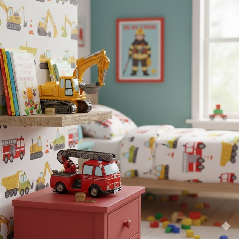 Tirelire en céramique camion de pompier