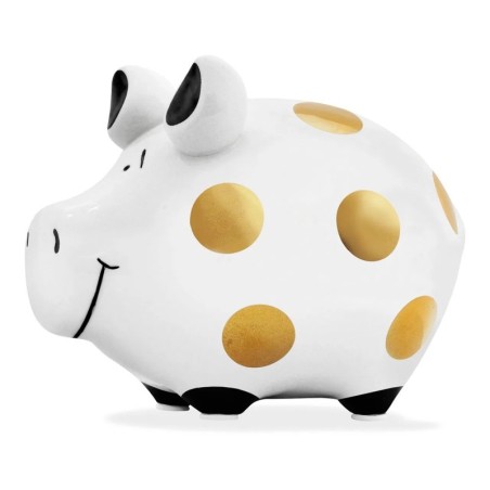 Tirelire en céramique cochon a pois gold