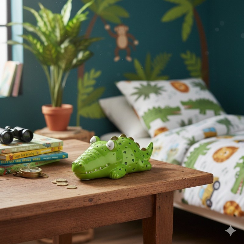 Tirelire en céramique crocodile