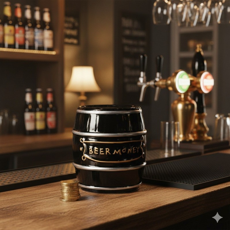 Tirelire en céramique tonneau de bière