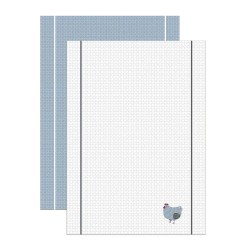 Lot de 2 torchons brodes 50 x 70 cm Petite poule
