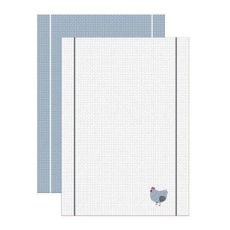 Lot de 2 torchons brodes 50 x 70 cm Petite poule
