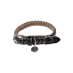 Collier pour chien en cuir tressé noir 30 à 45 cm