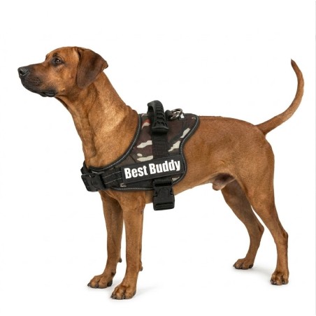 Harnais réglable pour chien Pluto vert camouflage jungle XL