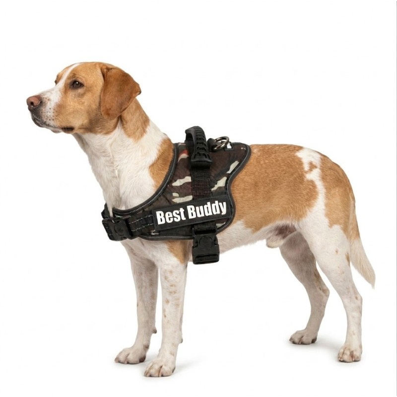 Harnais réglable pour chien Pluto vert camouflage jungle M