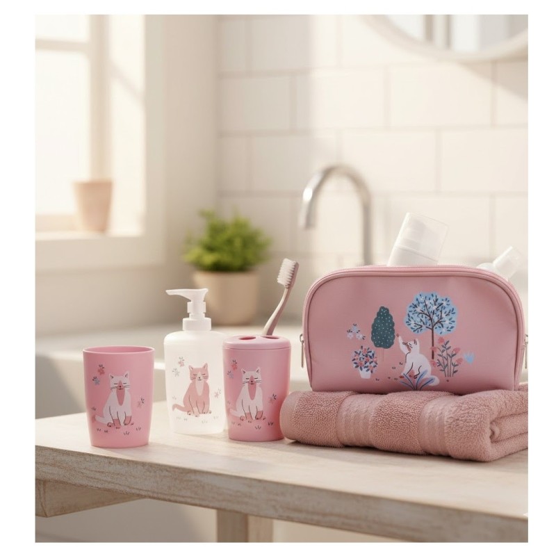 Accessoires de salle de bain 4 pieces Petit chaton