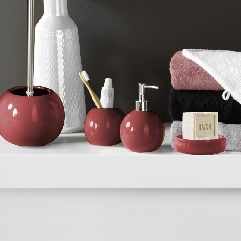 Porte savon en ceramique 3.5 x 10 cm Bulleas framboise