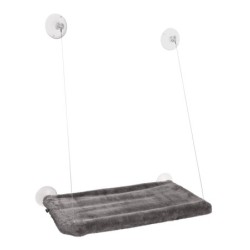 Hamac de fenêtre pour chat Chill gris en peluche