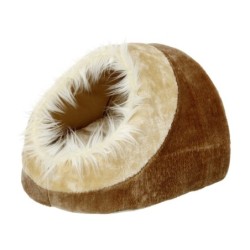 Panier grotte pour chat Pasha beige et brun