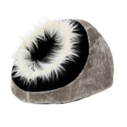 Panier grotte pour chat Pasha gris et noir