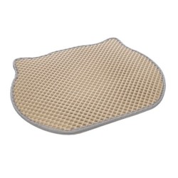 Tapis de litière pour chat 40 x 50 cm Tete de chat beige
