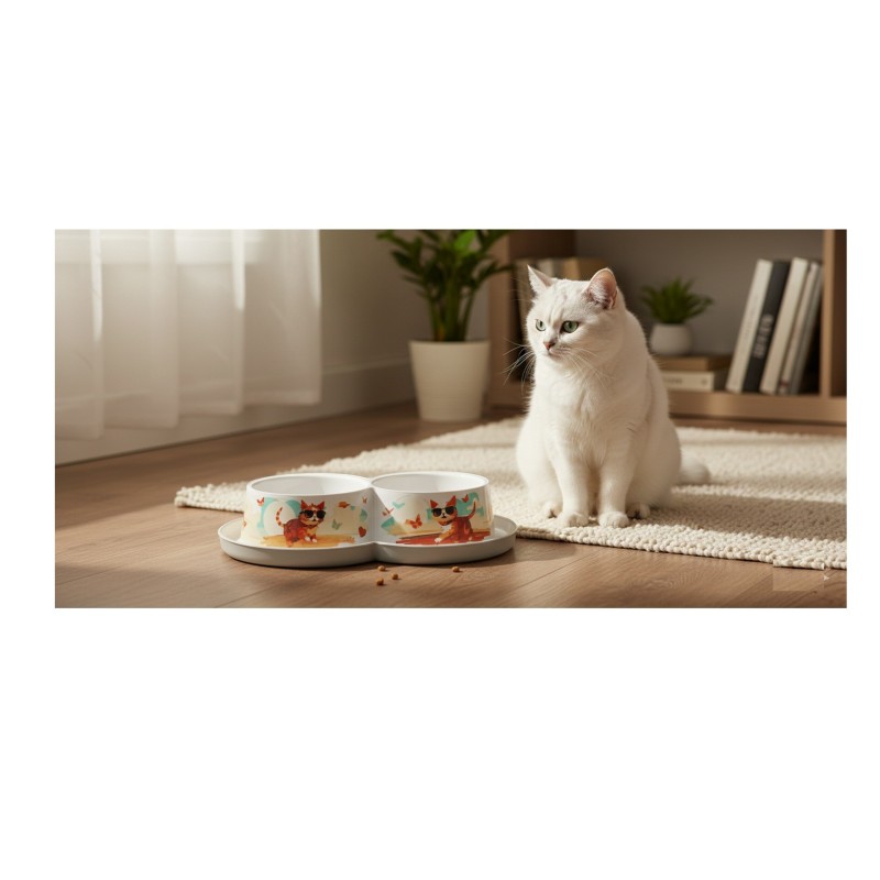 Double gamelle Chat au soleil