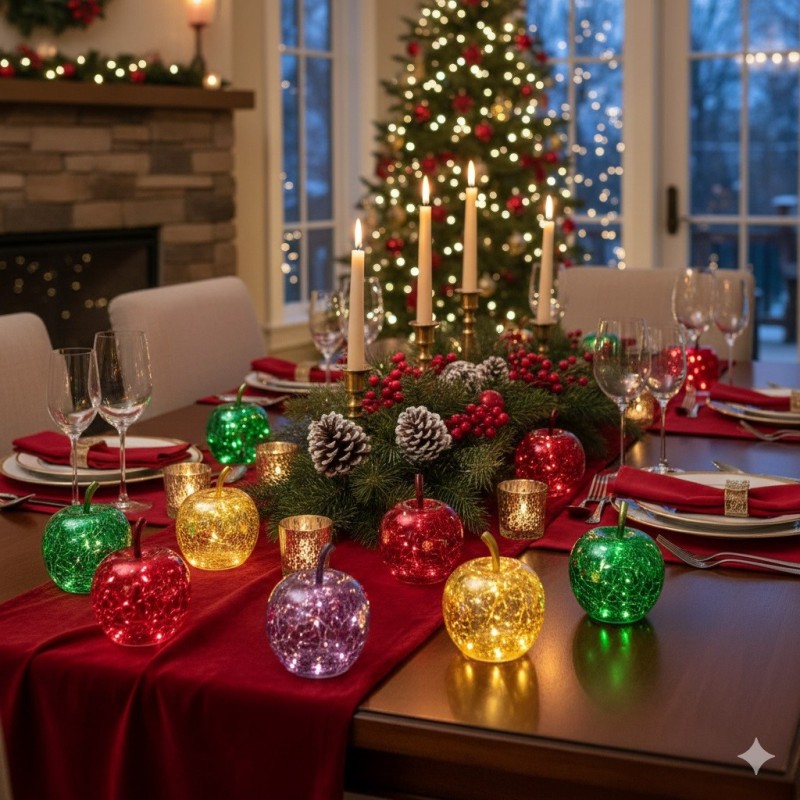 Lampe Pomme lumineuse 10 Led Or 11 x 12 x 11 cm