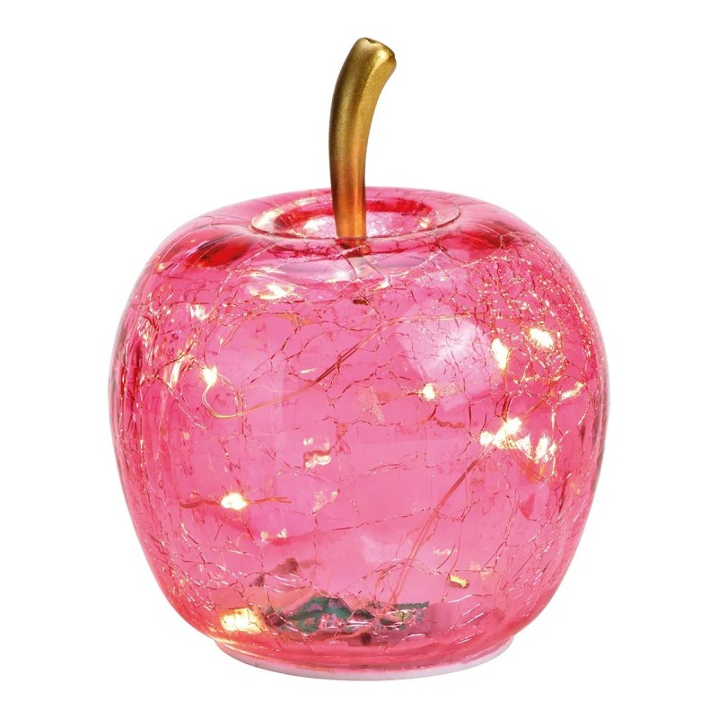 Lampe Pomme lumineuse 10 Led Rose 11 x 12 x 11 cm