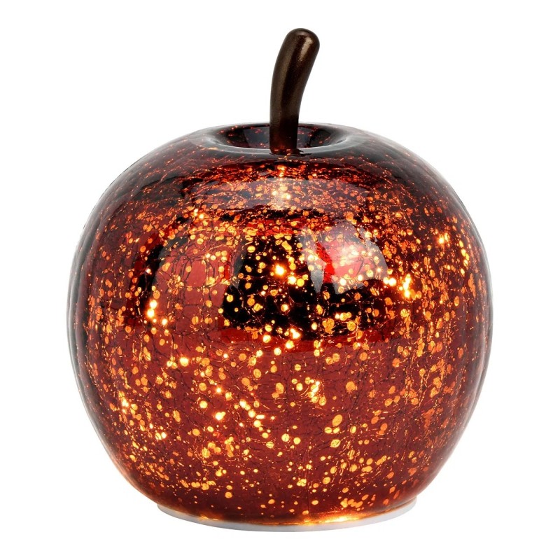 Lampe Pomme lumineuse 10 Led rouge métallisé 11 x 12 x 11 cm