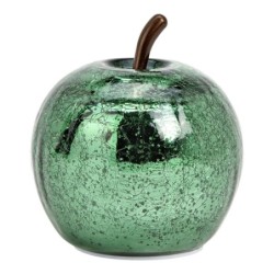 Lampe Pomme lumineuse 10 Led vert métallisé 11 x 12 x 11 cm