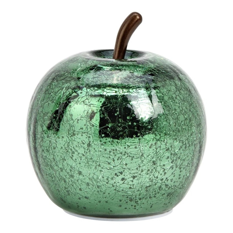 Lampe Pomme lumineuse 10 Led vert métallisé 11 x 12 x 11 cm