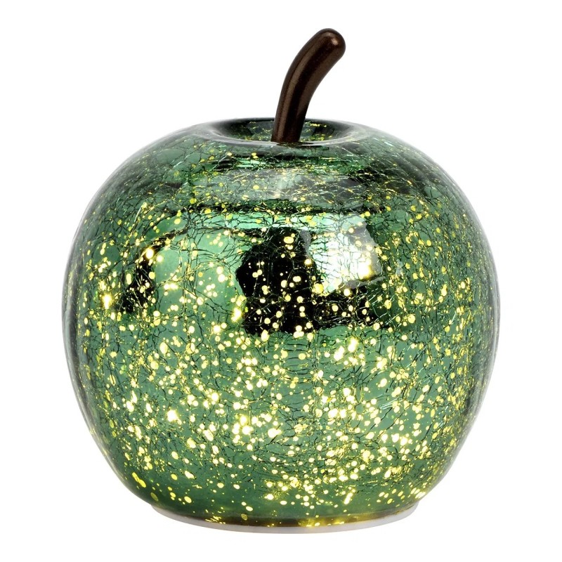Lampe Pomme lumineuse 10 Led vert métallisé 11 x 12 x 11 cm