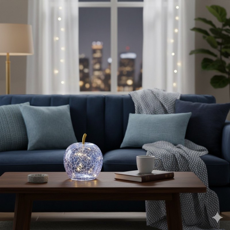 Lampe Pomme lumineuse 10 Led Violet clair 11 x 12 x 11 cm