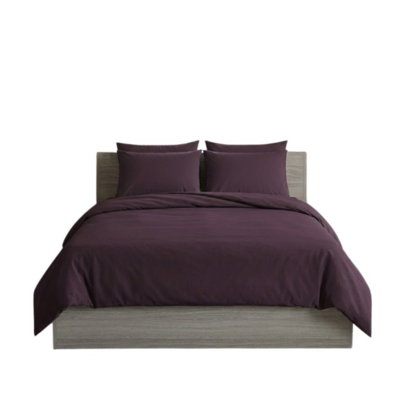 Housse de couette + 2 taies 220 x 240 cm Uni Passion violet
