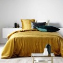 Housse de couette + 2 taies 220 x 240 cm velours Veline ocre