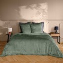 Housse de couette + 2 taies 220 x 240 cm velours Veline vert cedre