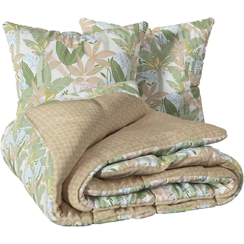 Housse de couette + 2 taies 240 x 220 cm Douceur tropicale