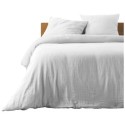 Housse de couette + 2 taies en gaze de coton 220 x 240 cm Tendance blanc