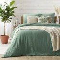 Housse de couette + 2 taies en gaze de coton 220 x 240 cm Tendance sauge