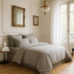 Housse de couette en satin de coton 220 x 240 cm Uni gris clair