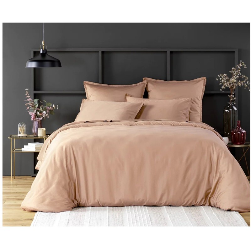 Housse de couette en satin de coton 220 x 240 cm Uni rose