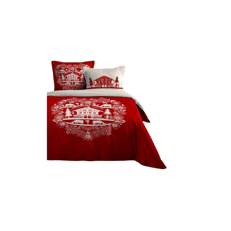 Parure de lit 220 x 240 cm Chalet de Valloire rouge