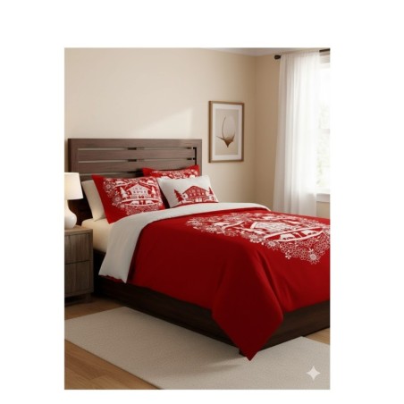 Parure de lit 220 x 240 cm Chalet de Valloire rouge