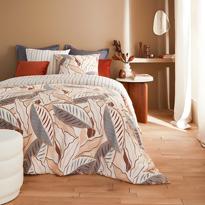 Parure de lit 220 x 240 cm Feuilles graphiques skyra