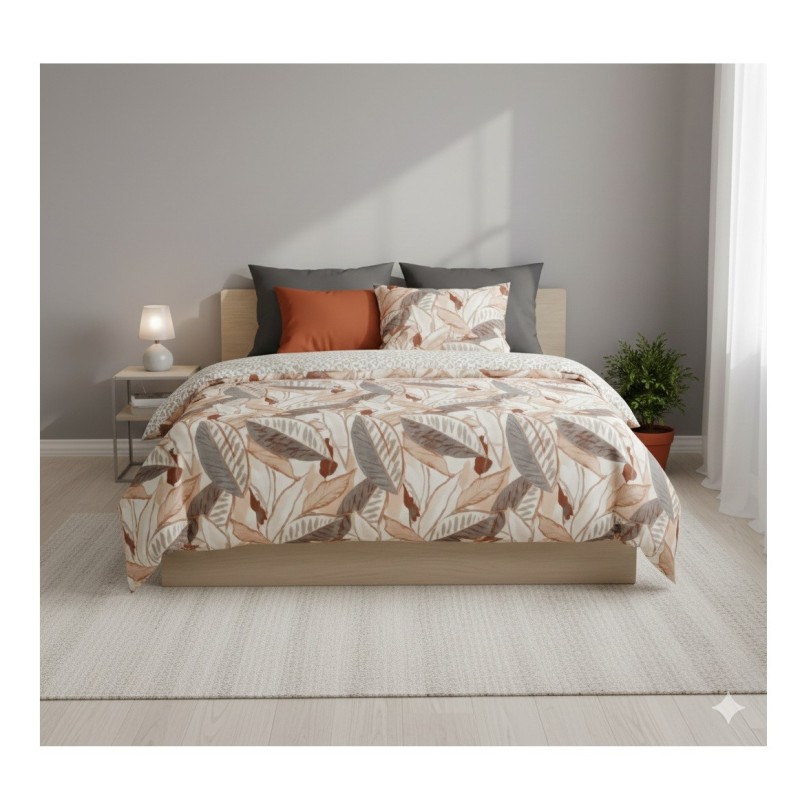 Parure de lit 220 x 240 cm Feuilles graphiques skyra