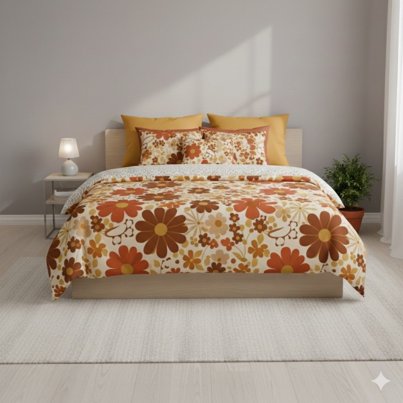 Parure de lit 220 x 240 cm Fleur retro Daisy