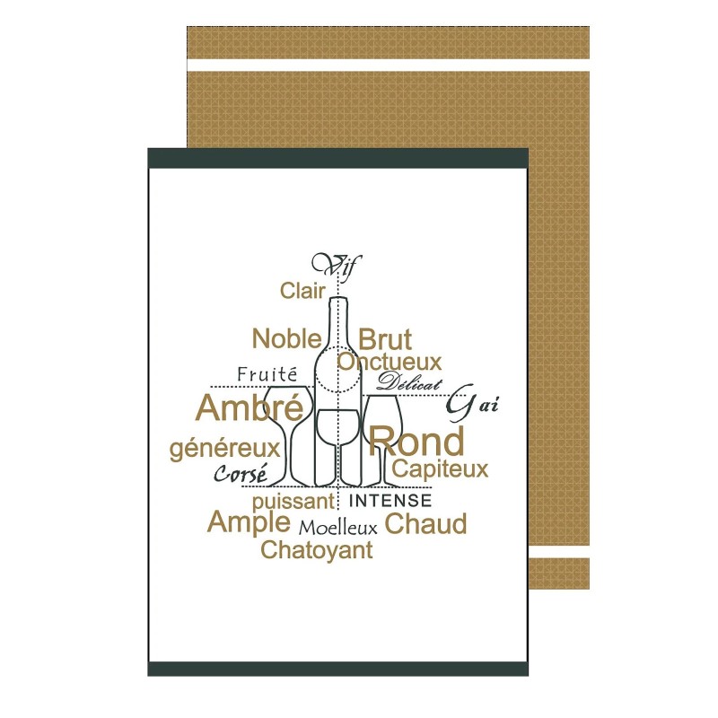 Lot de 2 torchons Saveurs du Vignoble – Coton Oeko-Tex – Esprit terroir