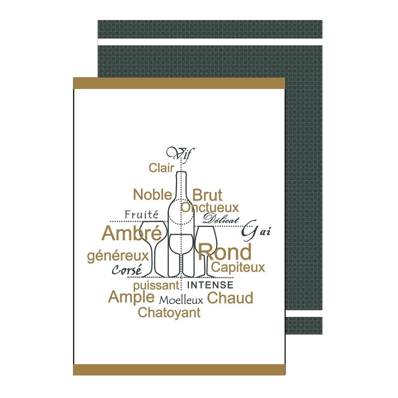 Lot de 2 torchons Saveurs du Vignoble – Coton Oeko-Tex – Esprit terroir