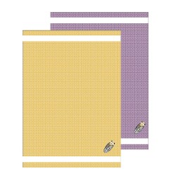 Lot de 2 torchons brodés Duo Provence – Coton Oeko-Tex – Esprit Méditerranéen