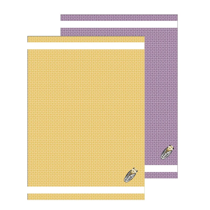 Lot de 2 torchons brodés Duo Provence – Coton Oeko-Tex – Esprit Méditerranéen