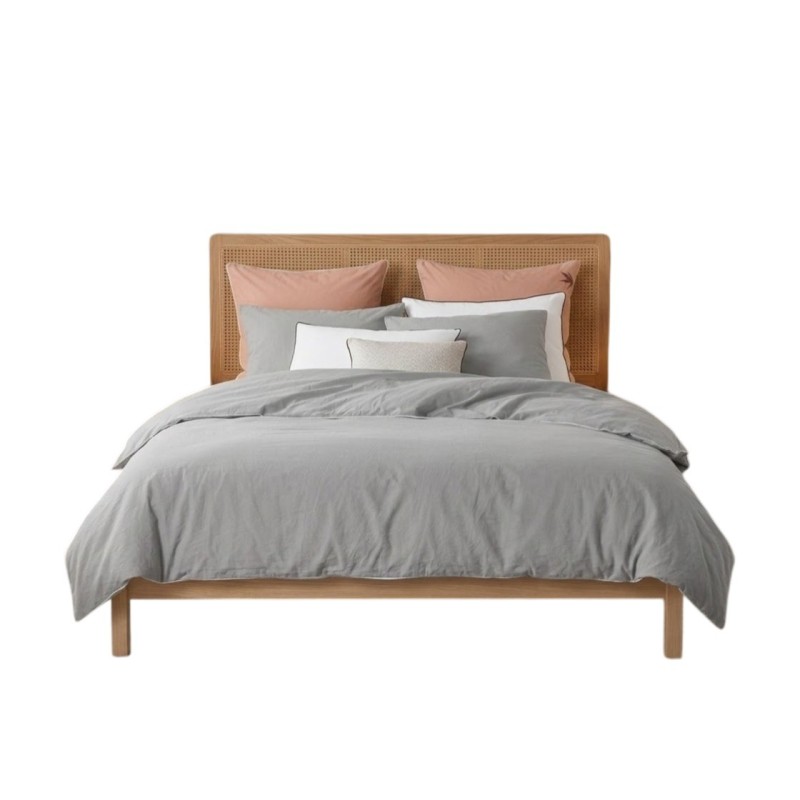 Parure de lit en coton lave 240 x 220 cm Linette Gris