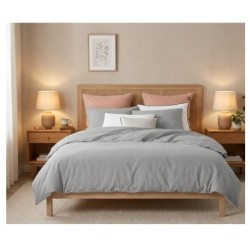 Parure de lit en coton lave 240 x 220 cm Linette Gris