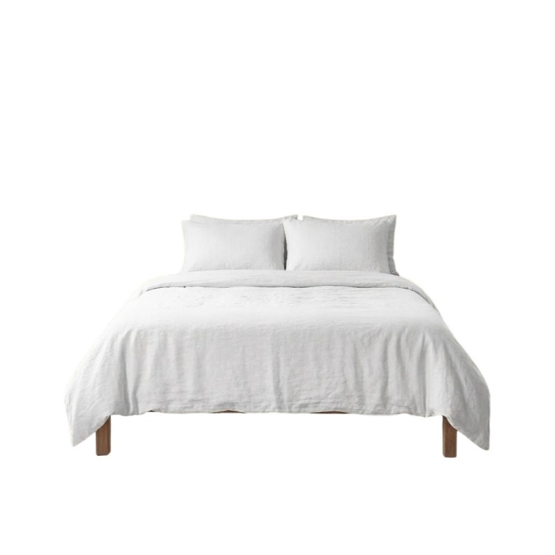 Parure de lit en double gaze de coton 220 x 240 cm Floria blanc