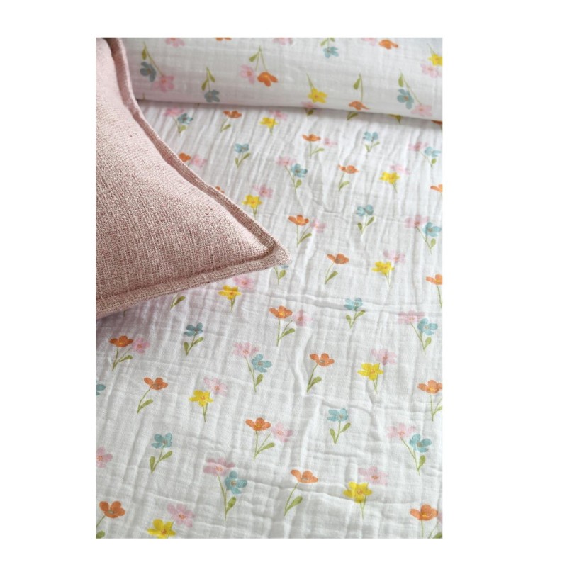 Parure de lit Floral en gaze de coton 220 x 240 cm