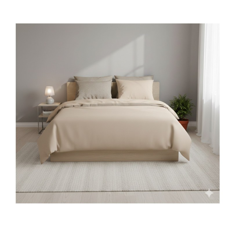 Parure de lit gaze de coton 220 x 240 cm Zig zag sable